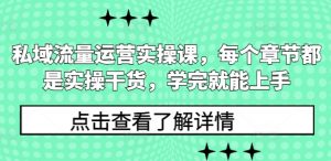 私域流量运营实操课,每个章节都是实操干货,学完就能上手-川融创客