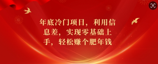 年底冷门项目，利用信息差，实现零基础上手，轻松赚个肥年钱【揭秘】-川融创客