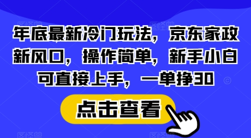 年底最新冷门玩法,京东家政新风口,操作简单,新手小白可直接上手,一单挣30【揭秘】-川融创客