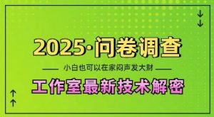 2025问卷调查最新工作室技术解密:一个人在家也可以闷声发大财,小白一天2张,可矩阵放大【揭秘】-川融创客