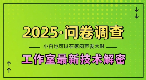 2025问卷调查最新工作室技术解密:一个人在家也可以闷声发大财,小白一天2张,可矩阵放大【揭秘】-川融创客