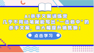 AI杀手文案训练营:几乎不用动笔就能写出“一击必中”的杀手文案,来大幅提升销售额!-川融创客