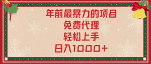 年前最暴力的项目，免费代理，轻松上手，日入1000+-川融创客
