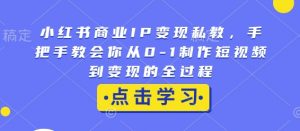 小红书商业IP变现私教，手把手教会你从0-1制作短视频到变现的全过程-川融创客