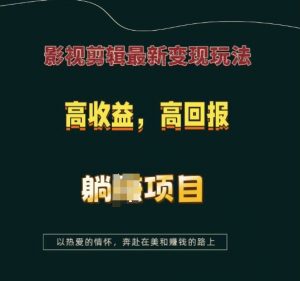 影视剪辑最新变现玩法，高收益，高回报，躺Z项目【揭秘】-川融创客