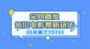 全网首发，低价电影票新玩法，已有人30天搞了75741【揭秘】-川融创客