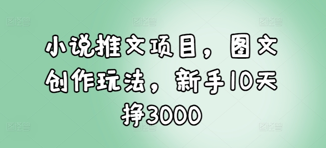 小说推文项目，图文创作玩法，新手10天挣3000-川融创客