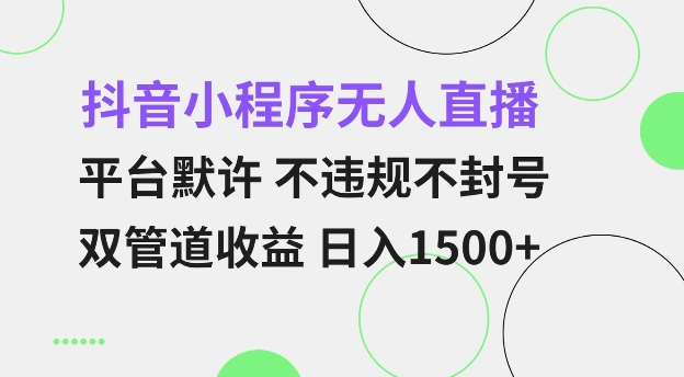 抖音小程序无人直播 平台默许 不违规不封号 双管道收益 日入多张 小白也能轻松操作【仅揭秘】-川融创客