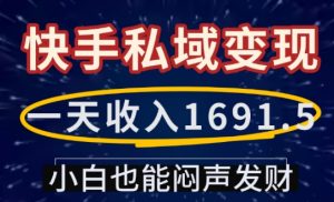 一天收入1691.5，快手私域变现，小白也能闷声发财-川融创客