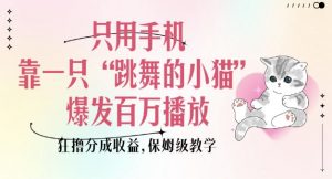 只用手机靠一只“跳舞的小猫”爆发百万播放，狂撸分成收益，保姆级教学-川融创客