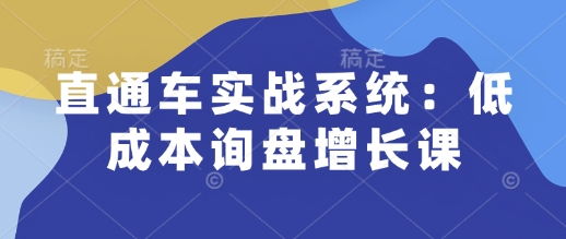 直通车实战系统：低成本询盘增长课，让个人通过技能实现升职加薪，让企业低成本获客，订单源源不断-川融创客