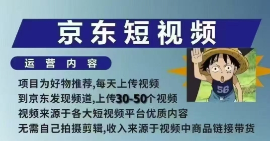 京东短视频带货课，无需自己拍摄剪辑，保姆式教学，两天快速上手-川融创客