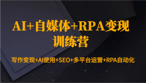 AI+自媒体+RPA变现训练营：写作变现+AI使用+SEO+多平台运营+RPA自动化-川融创客