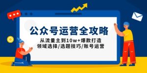 公众号运营全攻略：从流量主到10w+爆款打造，领域选择/选题技巧/账号运营-川融创客