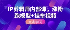IP剪辑师内部课，涨粉跑模型+挂车视频-川融创客