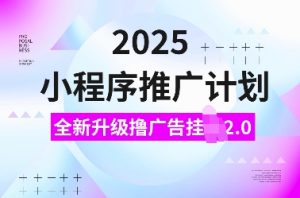 2025小程序推广计划，全新升级撸广告挂JI2.0玩法，日入多张，小白可做【揭秘】-川融创客