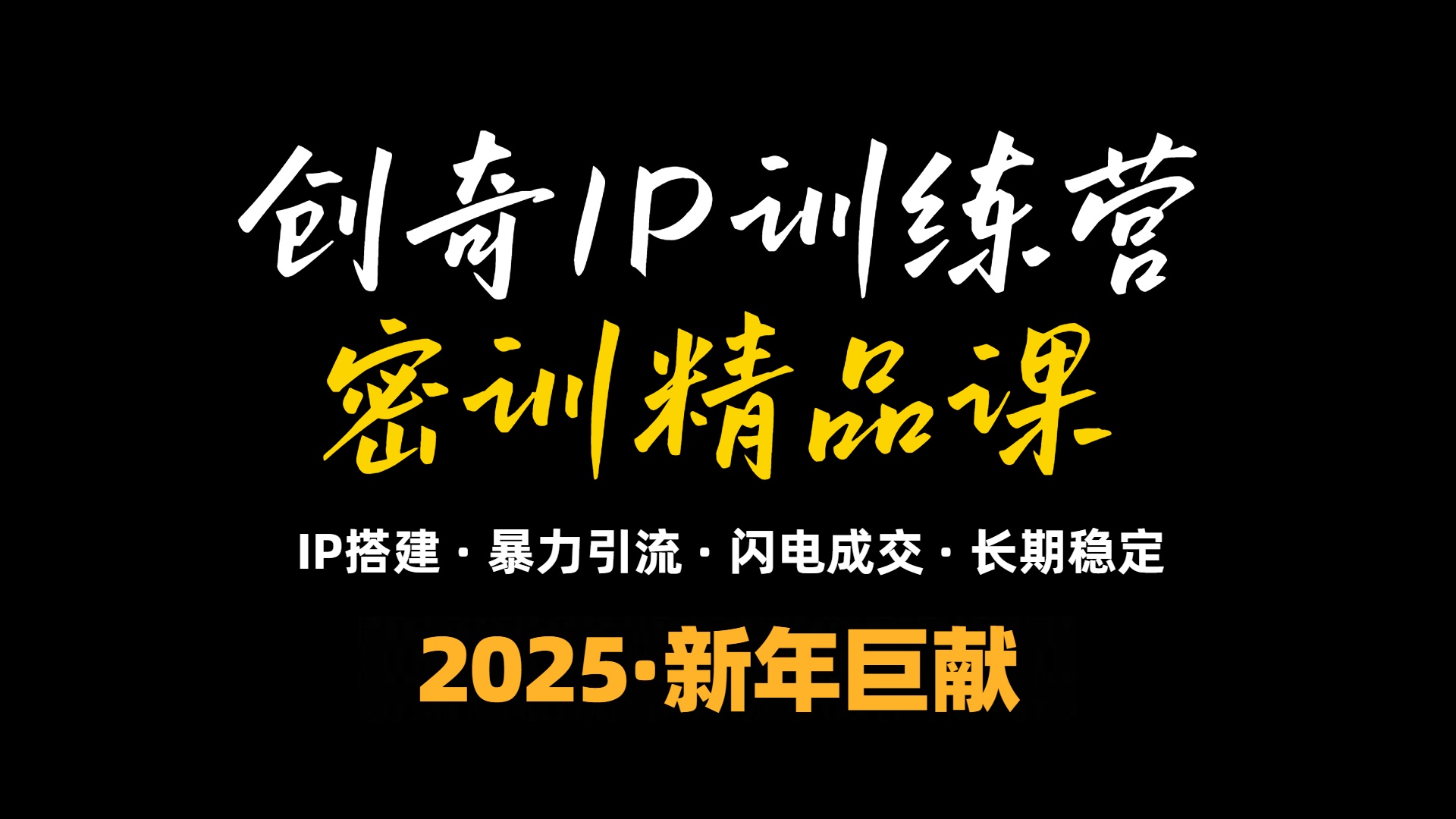 2025年“知识付费IP训练营”小白避坑年赚百万,暴力引流,闪电成交-川融创客
