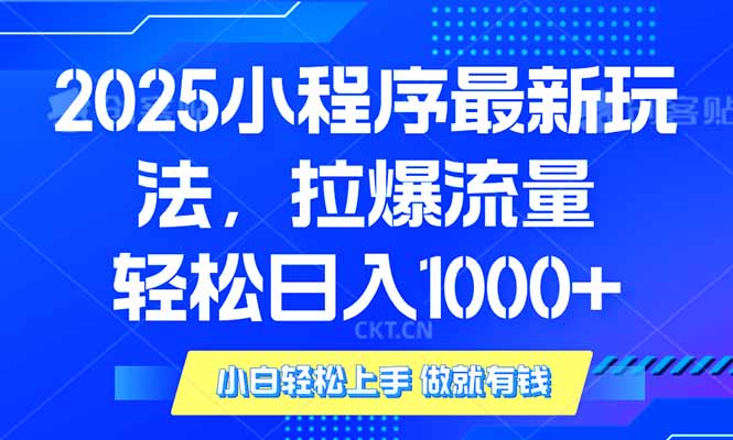 2025年小程序最新玩法，流量直接拉爆，单日稳定变现1000+-川融创客