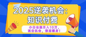 2025逆袭项目——知识付费，小白也能月入10万年入百万，抓住机会彻底翻...-川融创客