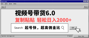 视频号带货6.0，轻松日入2000+，起号快，复制粘贴即可，超高佣金比-川融创客