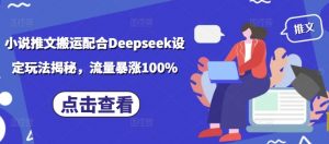 小说推文搬运配合Deepseek设定玩法揭秘，流量暴涨100%-川融创客
