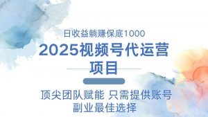 2025视频号代运营 日躺赚1000＋ 只需提供账号-川融创客