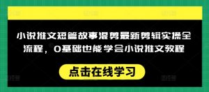 小说推文短篇故事混剪最新剪辑实操全流程，0基础也能学会小说推文教程，肯干多发日入多张-川融创客