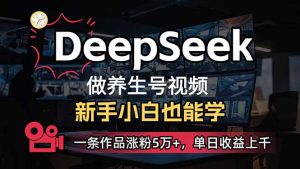 小白用DeepSeek做养生号，一条作品涨粉5万+，单日收益上千-川融创客