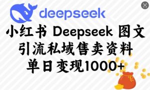 小红书Deepseek图文引流私域售卖资料，单日变现多张-川融创客