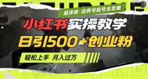 2月小红书最新日引500+创业粉实操教学【超详细】小白轻松上手，月入1W+，附小红书养号起号SOP-川融创客