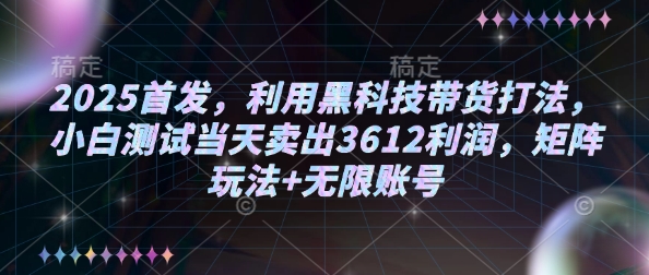 2025首发，利用黑科技带货打法，小白测试当天卖出3612利润，矩阵玩法+无限账号【揭秘】-川融创客