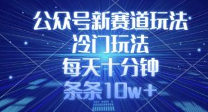 公众号新赛道玩法，冷门玩法，每天十分钟，条条10w+-川融创客