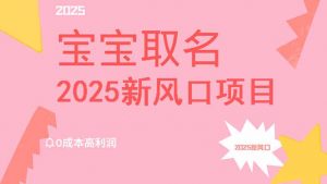 2025新风口项目宝宝取名，0成本高利润，附保姆级教程，月入过万不是梦-川融创客