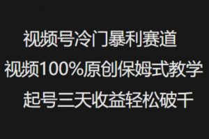 视频号冷门暴利赛道视频100%原创保姆式教学起号三天收益轻松破千-川融创客