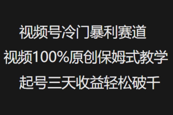 视频号冷门暴利赛道视频100%原创保姆式教学起号三天收益轻松破千-川融创客