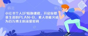 小红书个人IP陪跑课程，开启你职业生涯的PLAN-B，素人也能火成为百万博主的流量密码-川融创客