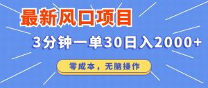 最新短剧项目操作，3分钟一单30。日入2000左右，零成本，无脑操作。-川融创客
