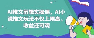 AI推文剪辑实操课，AI小说推文玩法不仅上限高，收益还可观-川融创客