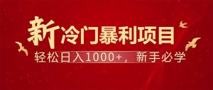 项目名称：每天一小时，轻松到手1000，冷门赚钱项目！-川融创客