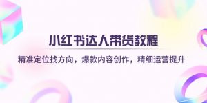 小红书达人带货教程：精准定位找方向，爆款内容创作，精细运营提升-川融创客