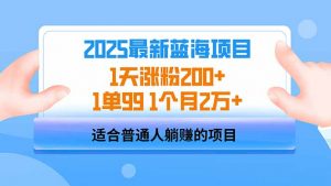 2025蓝海项目 1天涨粉200+ 1单99 1个月2万+-川融创客