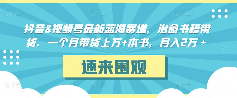 抖音&视频号最新蓝海赛道，治愈书籍带货，一个月带货上万+本书，月入2万＋【揭秘】-川融创客
