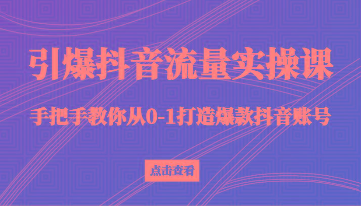 引爆抖音流量实操课，手把手教你从0-1打造爆款抖音账号(27节课)-川融创客