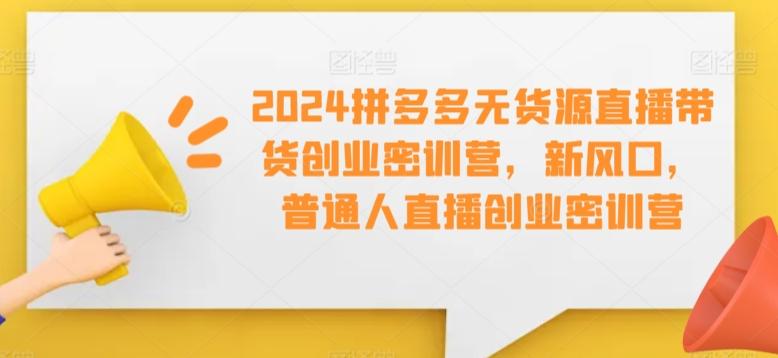 2024拼多多无货源直播带货创业密训营，新风口，普通人直播创业密训营-川融创客