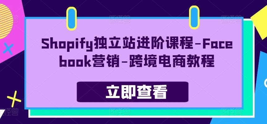 Shopify独立站进阶课程-Facebook营销-跨境电商教程-川融创客