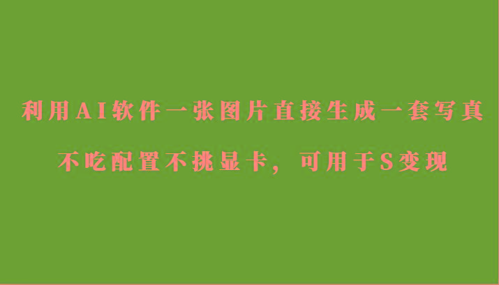 利用AI软件只需一张图片直接生成一套写真，不吃配置不挑显卡，可用于S变现-川融创客