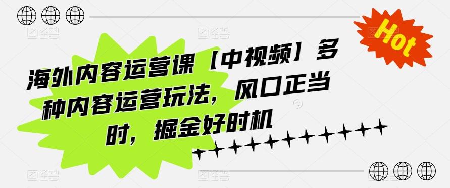 海外内容运营课【中视频】多种内容运营玩法，风口正当时，掘金好时机-川融创客