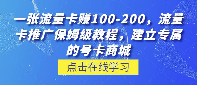一张流量卡赚100-200,流量卡推广保姆级教程,建立专属的号卡商城