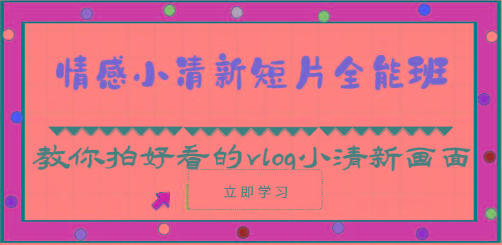 情感小清新短片全能班-教你拍好看的vlog小清新画面(30节课)-川融创客