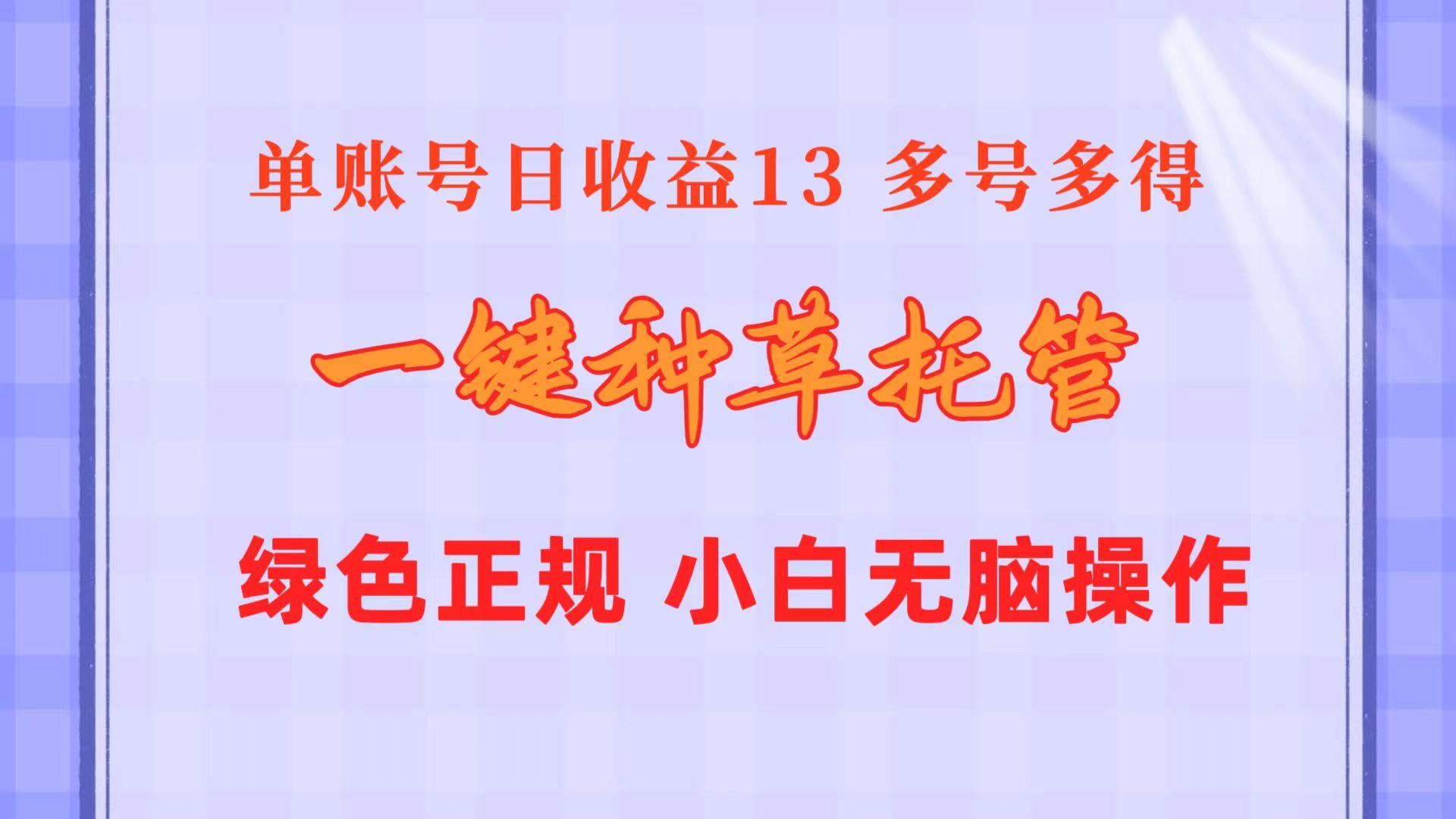 一键种草托管 单账号日收益13元  10个账号一天130  绿色稳定 可无限推广-川融创客